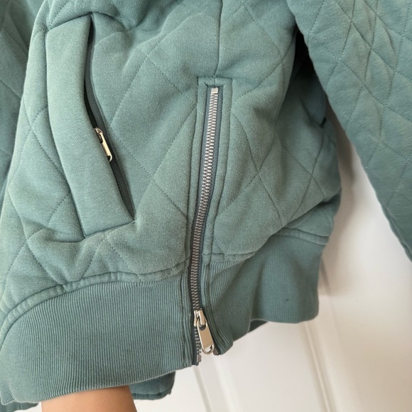 Athleta Retroplush Bomber Quilted Jacket Deep Ocean Teal Size Large - Picture 8 of 13